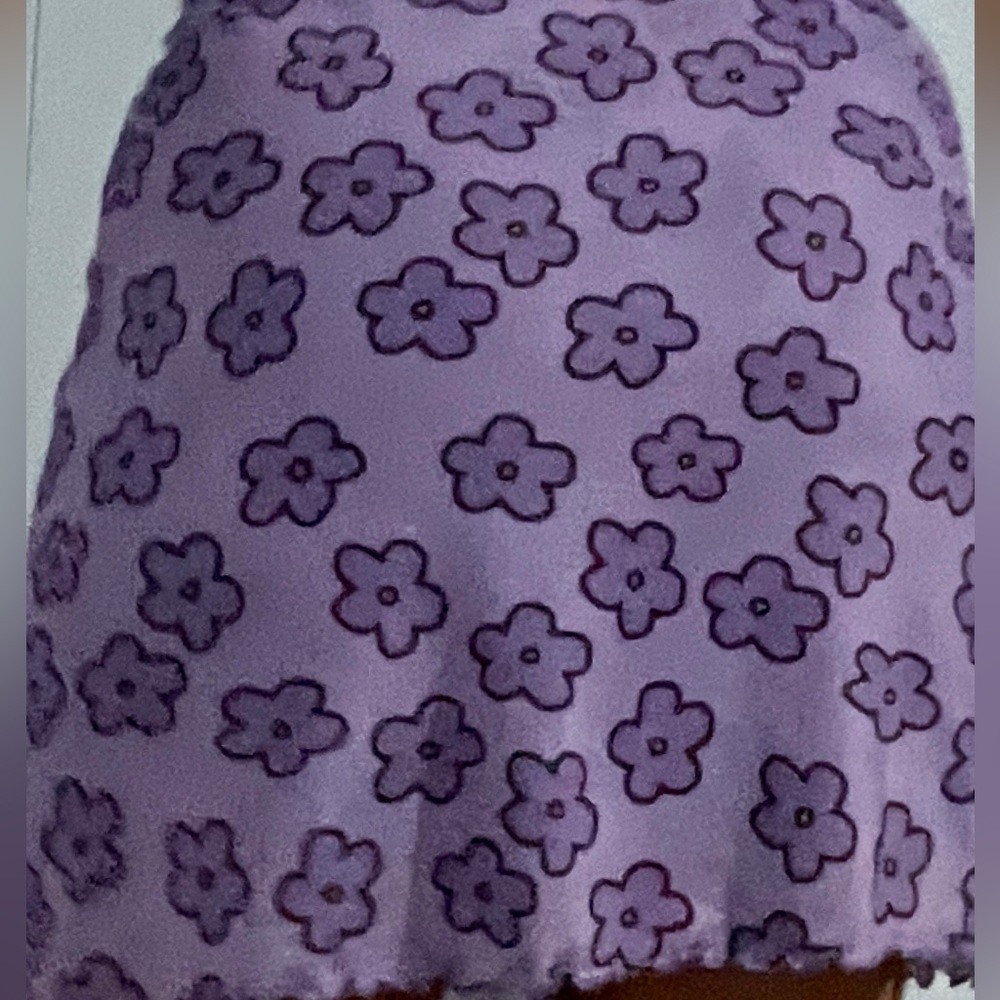 Mid-Rise Purple Flower Skirt